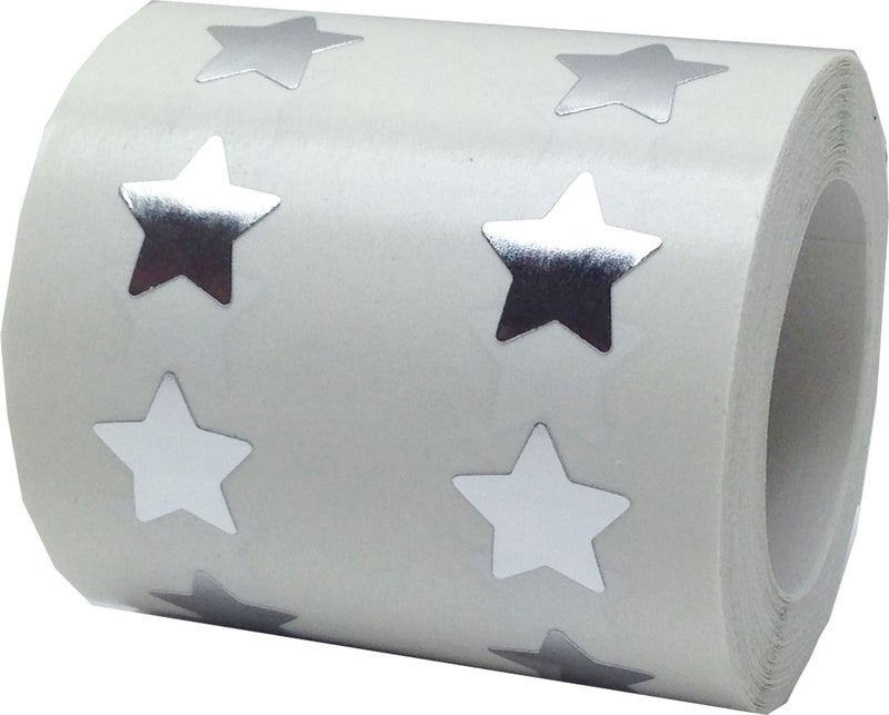 InStockLabels.com Metallic Silver Star Shape Stickers 0.50 Inch 1,000 Adhesive Labels - Image 1